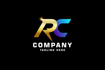Letters RC Initial with lightning Logo Design