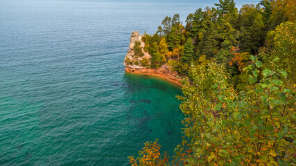 Pictured rocks national lake shore along Superior lake in Michigan upper peninsula