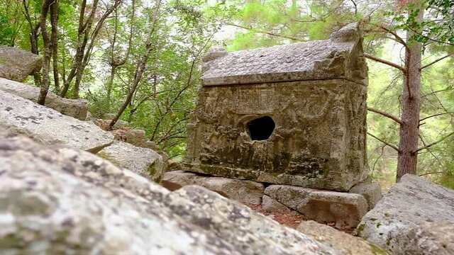 Lycian tomb in the ancient city of Olympos in Cirali, Turkey