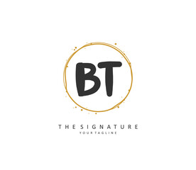 Obraz premium B T BT Initial letter handwriting and signature logo. A concept handwriting initial logo with template element.