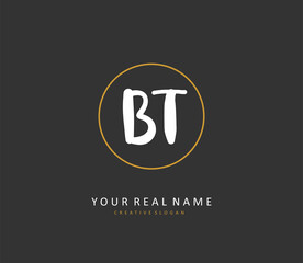 B T BT Initial letter handwriting and signature logo. A concept handwriting initial logo with template element.