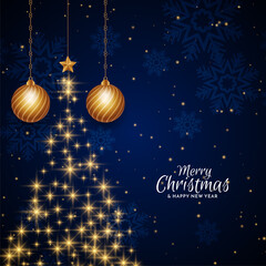 Merry Christmas background with glitters tree design