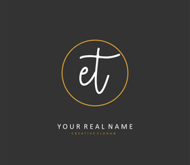 E T ET Initial letter handwriting and signature logo. A concept handwriting initial logo with template element.