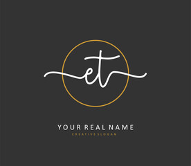 E T ET Initial letter handwriting and signature logo. A concept handwriting initial logo with template element.