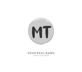 Fototapeta premium M T MT Initial letter handwriting and signature logo. A concept handwriting initial logo with template element.