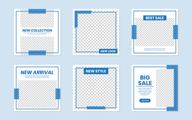 Slides Abstract Unique Editable Modern Social Media Banner Blue Template. For personal & business. Anyone can use this design easily. Promotional web banner social media post feed. Vector Illustration