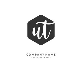 U T UT Initial letter handwriting and signature logo. A concept handwriting initial logo with template element.