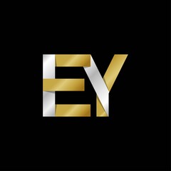 EY initial letter logo, simple shade, gold silver color