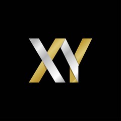 XY initial letter logo, simple shade, gold silver color