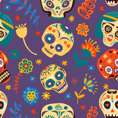 Fototapeta na wymiar Dia de los muertos, mexican holiday celebration skulls