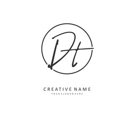 D T DT Initial letter handwriting and signature logo. A concept handwriting initial logo with template element.