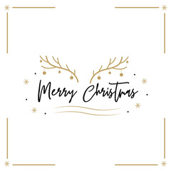 Obraz premium Merry Christmas lettering. Logo design for postcard, invitation, greeting card, poster, gift. Vector simple set.