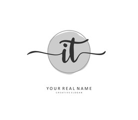 I T IT Initial letter handwriting and signature logo. A concept handwriting initial logo with template element.