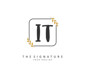 I T IT Initial letter handwriting and signature logo. A concept handwriting initial logo with template element.