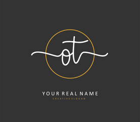 O T OT Initial letter handwriting and signature logo. A concept handwriting initial logo with template element.