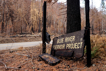 Sign of Forest Fire at Blue River