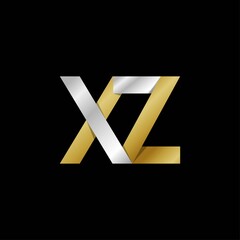 Obraz premium XZ initial letter logo, simple shade, gold silver color