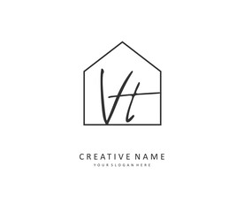 V T VT Initial letter handwriting and signature logo. A concept handwriting initial logo with template element.