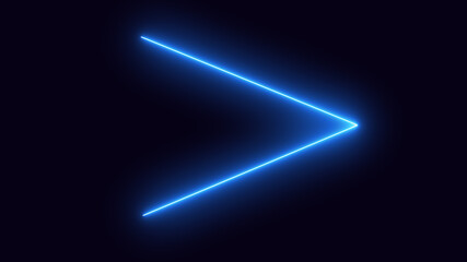 Fototapeta na wymiar Blue neon arrow on a dark background