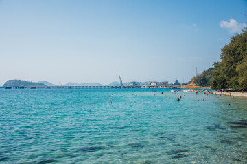 View of the sea at Nang Ram Beach, Rayong Province, Thailand