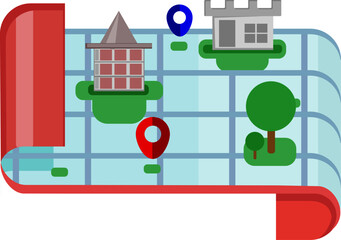 city map with GPS. A map of city with labeling.