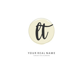 L T LT Initial letter handwriting and signature logo. A concept handwriting initial logo with template element.