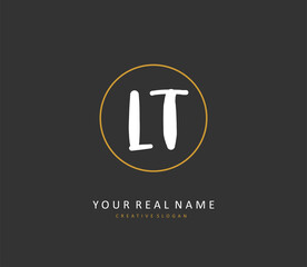 L T LT Initial letter handwriting and signature logo. A concept handwriting initial logo with template element.