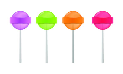 Realistic set sweet lollipop on a stick isolated on Isolated on white background
