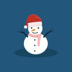 vector illustration of snowman with hat