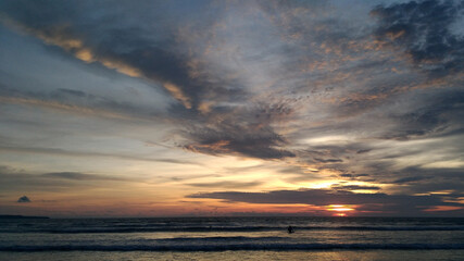 Amazing sunset at Petitenget beach Bali Indonesia