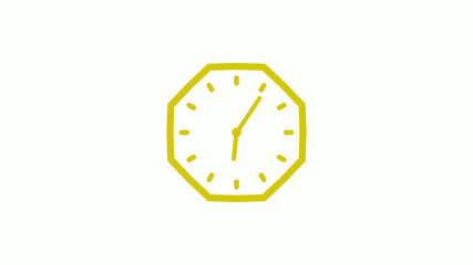 Yellow color counting down clock icon on white background