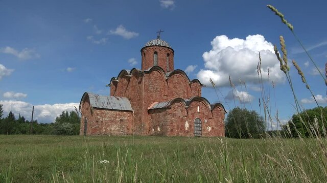 Church of the Saviour on Kovalev on a Sunny July day. Veliky Novgorod, Russia  