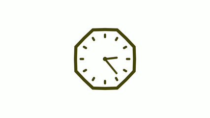 New 12 hours counting down clock icon on white background, Yellow dark counting down clock icon 