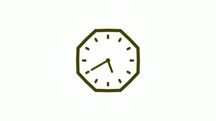 New 12 hours counting down clock icon on white background, Yellow dark counting down clock icon 