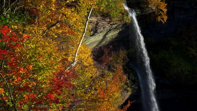 Waterfall in colorful fall landscape