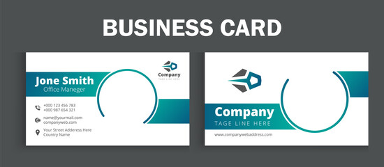 Clean and Creative Double-sided Business Card Design Template with blue gradient abstract color