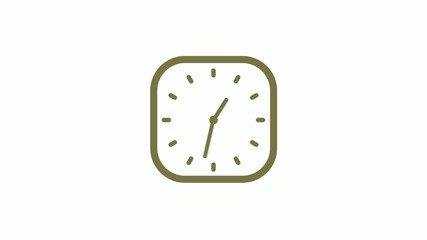 Amazing yellow gray square clock icon on white background, 12 hours clock icon
