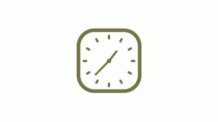 Amazing yellow gray square clock icon on white background, 12 hours clock icon