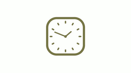 Amazing yellow gray square clock icon on white background, 12 hours clock icon