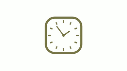 Amazing yellow gray square clock icon on white background, 12 hours clock icon