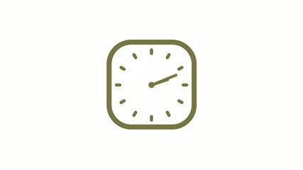 Amazing yellow gray square clock icon on white background, 12 hours clock icon