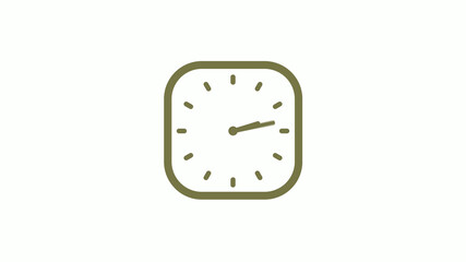 Amazing yellow gray square clock icon on white background, 12 hours clock icon