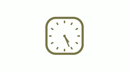 Amazing yellow gray square clock icon on white background, 12 hours clock icon