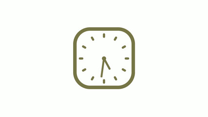 Amazing yellow gray square clock icon on white background, 12 hours clock icon