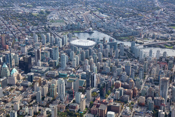 Fototapeta premium Aerial view of the City Buildings in Vancouver Downtown , British Columbia, Canada. Modern Cityscape