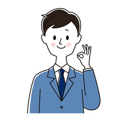 OKサインを出す若いビジネスマン