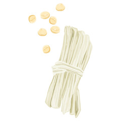 カンピョウと大豆の水彩風イラスト