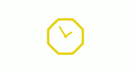 Yellow color counting down clock icon without trick, Clockisolated