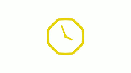 Yellow color counting down clock icon without trick, Clockisolated