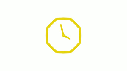 Yellow color counting down clock icon without trick, Clockisolated